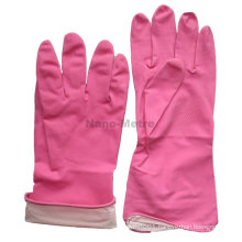 NMSAFETY spray flockline pink powder free kitchen rubber gloves